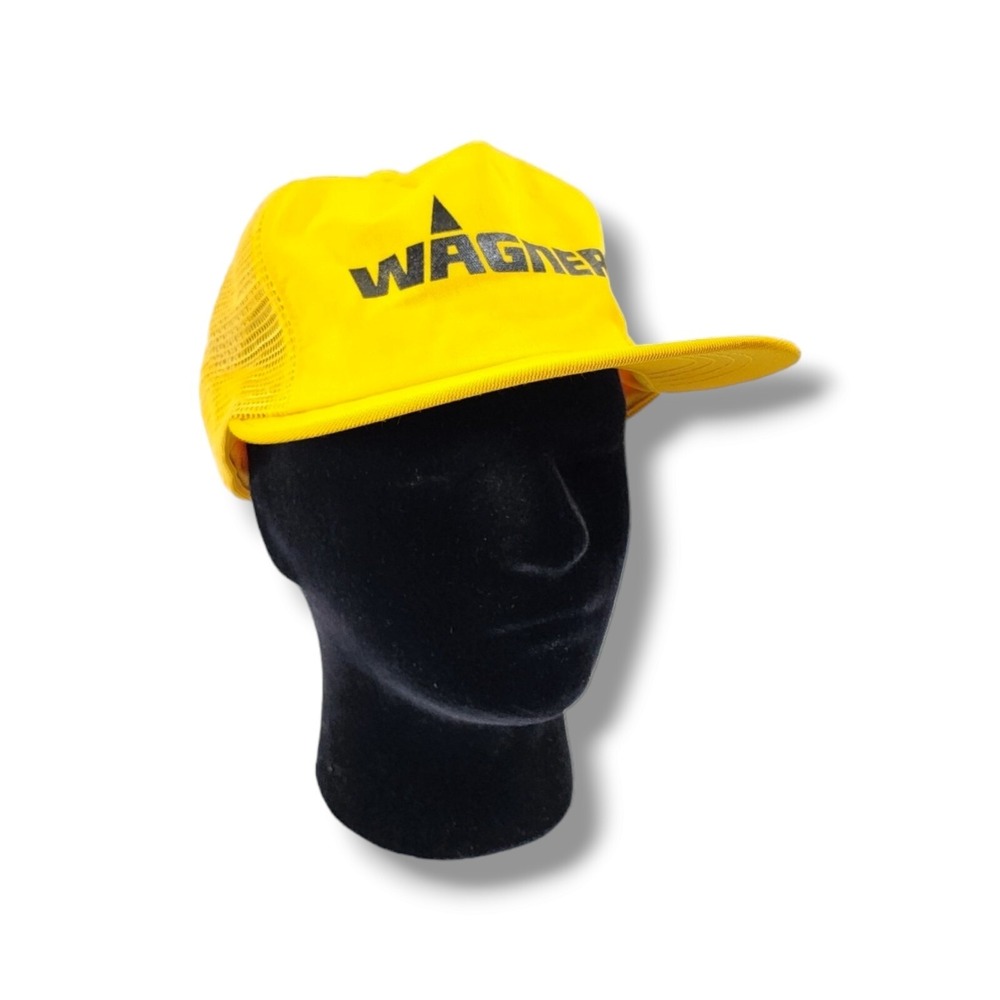 Vintage Wagner Yellow Black Trucker's‎ Mesh Hat Cap Strap Back by Northern Cap